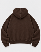 RAW EDGE ZIP UP - BROWN