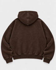 RAW EDGE ZIP UP - BROWN