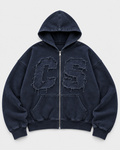 RAW EDGE ZIP UP - NAVY