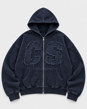 RAW EDGE ZIP UP - NAVY