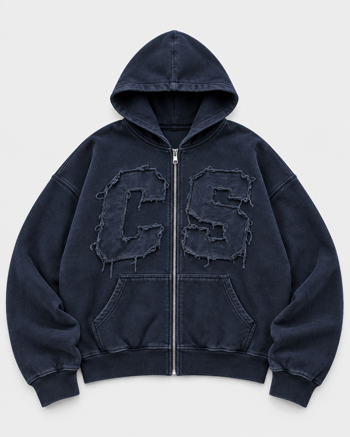 RAW EDGE ZIP UP - NAVY